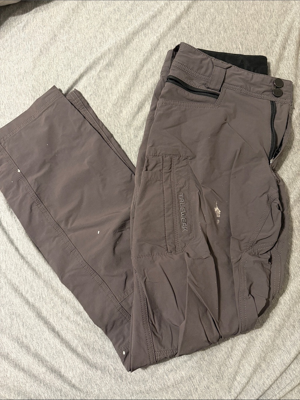 Truewerk Men's Gray Cargo Work Pants - Lightweight Utility 30W32L
